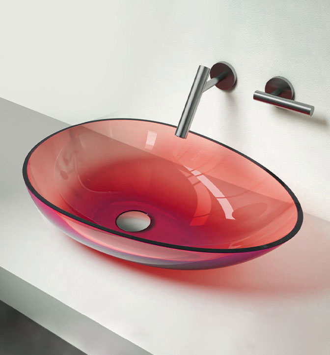 Serie de lavaderos transparentes
